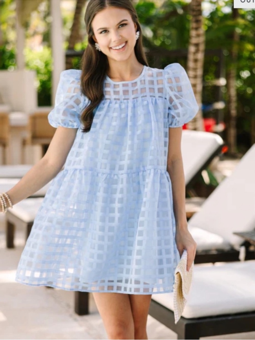Shop The Mint - Mint Julep - All My Life Light Blue Textured Babydoll Mini Dress